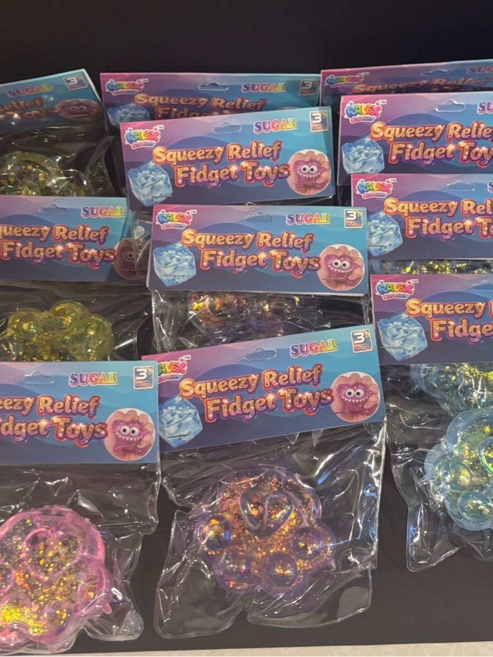 Squeezy Relief Fidget Toy - Assorted Pink, Purple, Blue- choose your color